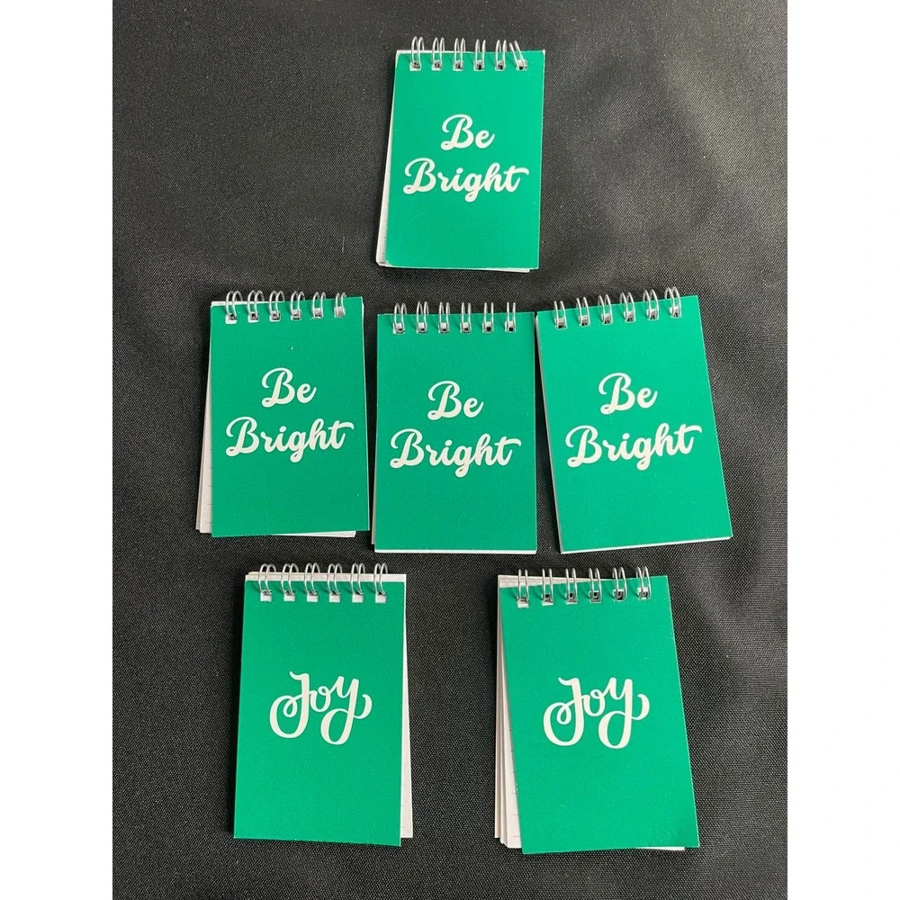 Set of 6 Mini Spiral Notebooks Green Be Bright Joy Lined Pocket Memo Pads